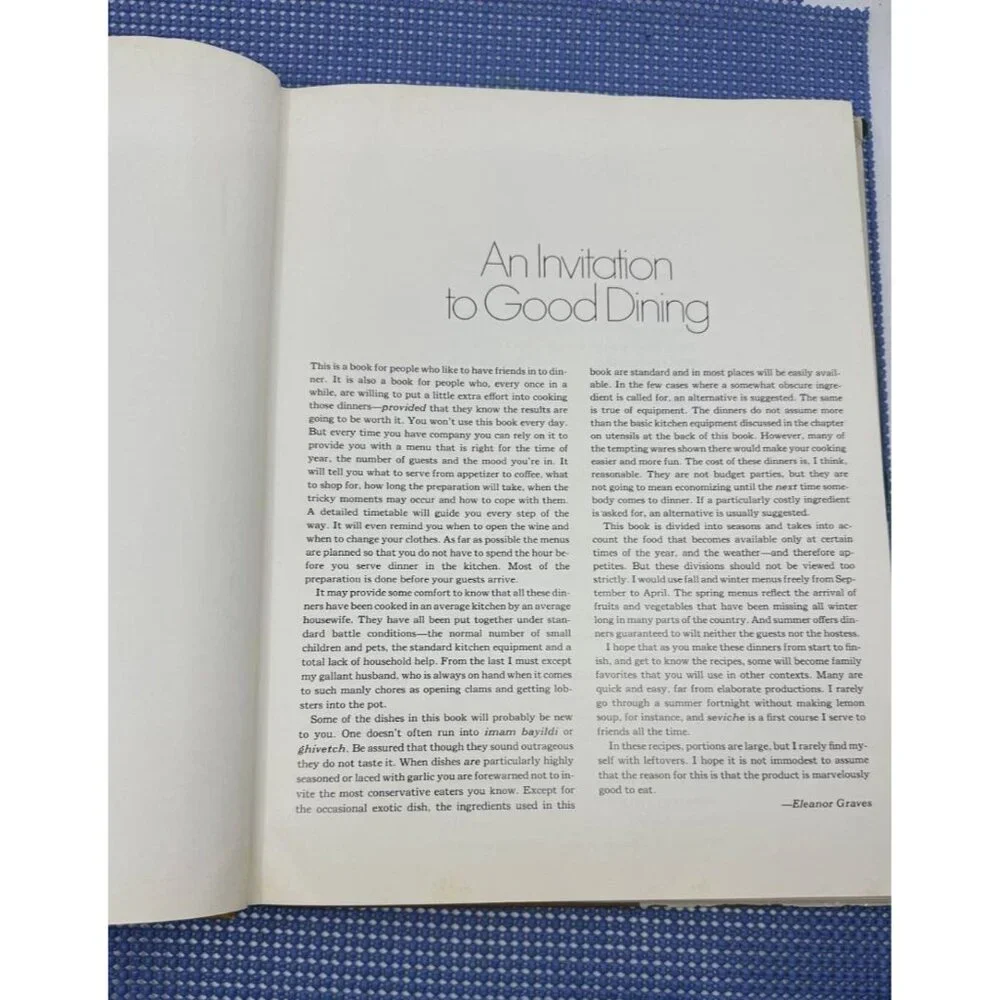 Great Dinners From Life Time-Life Books Hardcover 1970 Reprint With Dust‎ Jacket